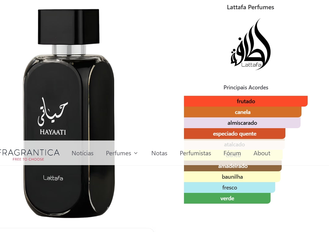 Hayaati Lattafa Perfumes Eau de Parfum - Perfume Unissex 100ml