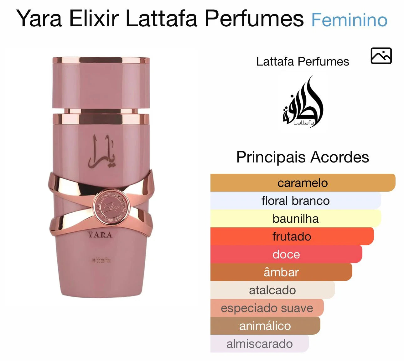 Perfume árabe Yara Elixir 100ml Lattafa
